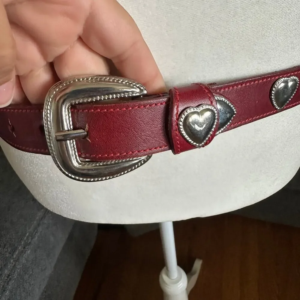 Vintage red leather with metal hearts